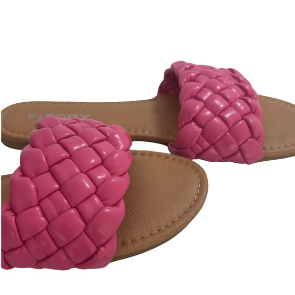 FITORY Flat Sandals Open Toe Slip On with Braided Strap Hot Pink Women’s Size 9 - Picture 3 of 6
